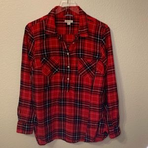 Red and navy plaid shirt